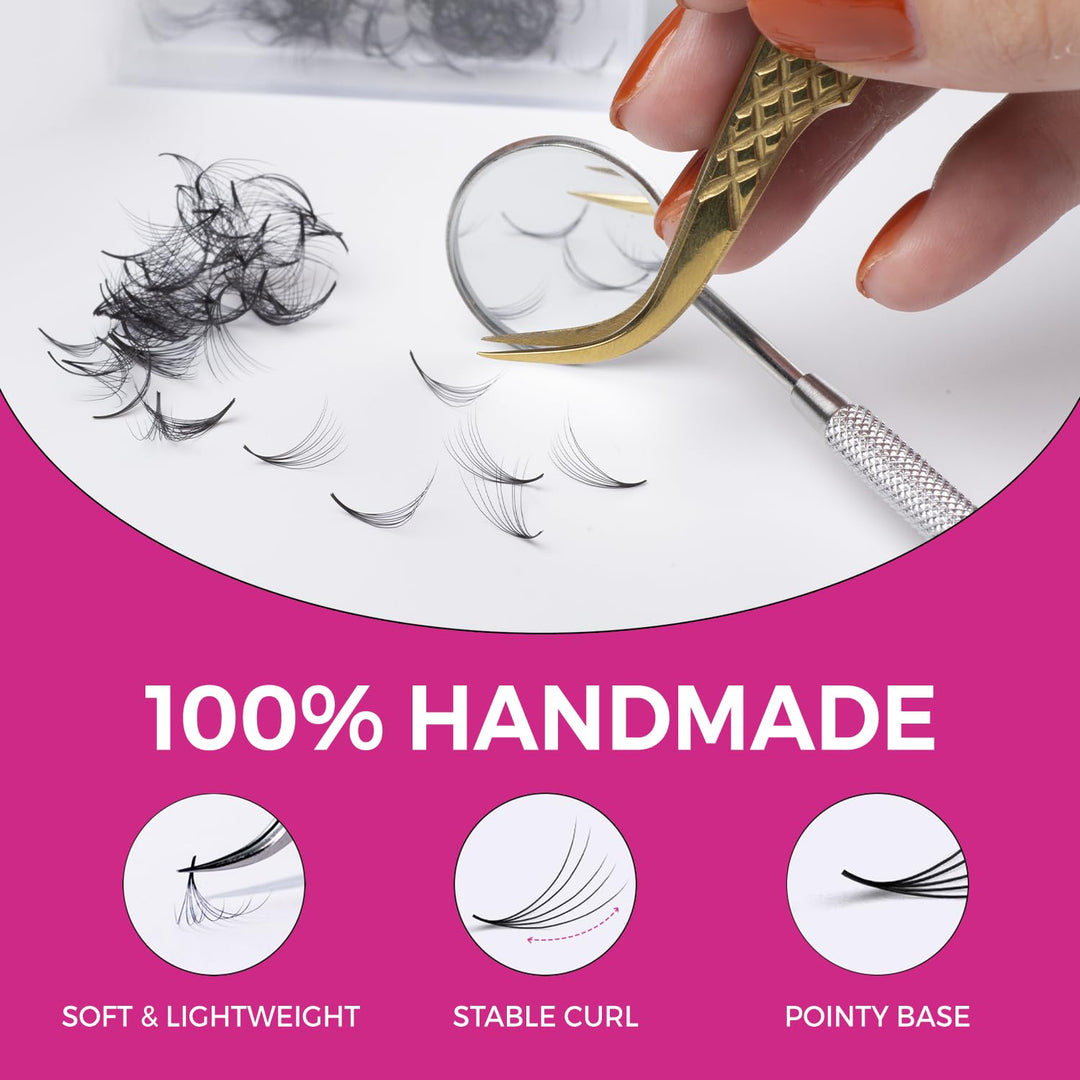 500 Stück Promade Fans Volumen Wimpern - 8D, 0,05 Mm, Curl C, Länge 9 Mm, Handgefertigt Aus PBT