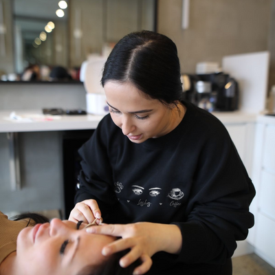 Lash Artist Sweatshirt, Dog x Lashes x Coffee Sweatshirt, Gift for Lash tech