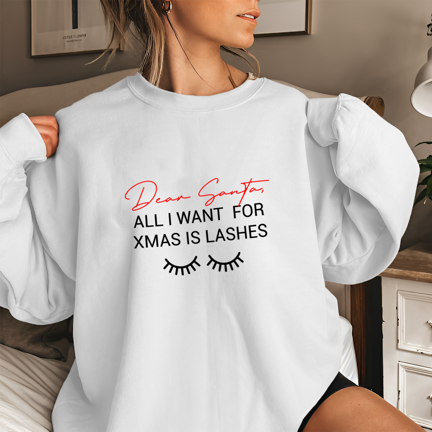 Lash Artist Sweatshirt, Dear Santa, All I Want For Christmas Is Lashes, Gift for Lash tech