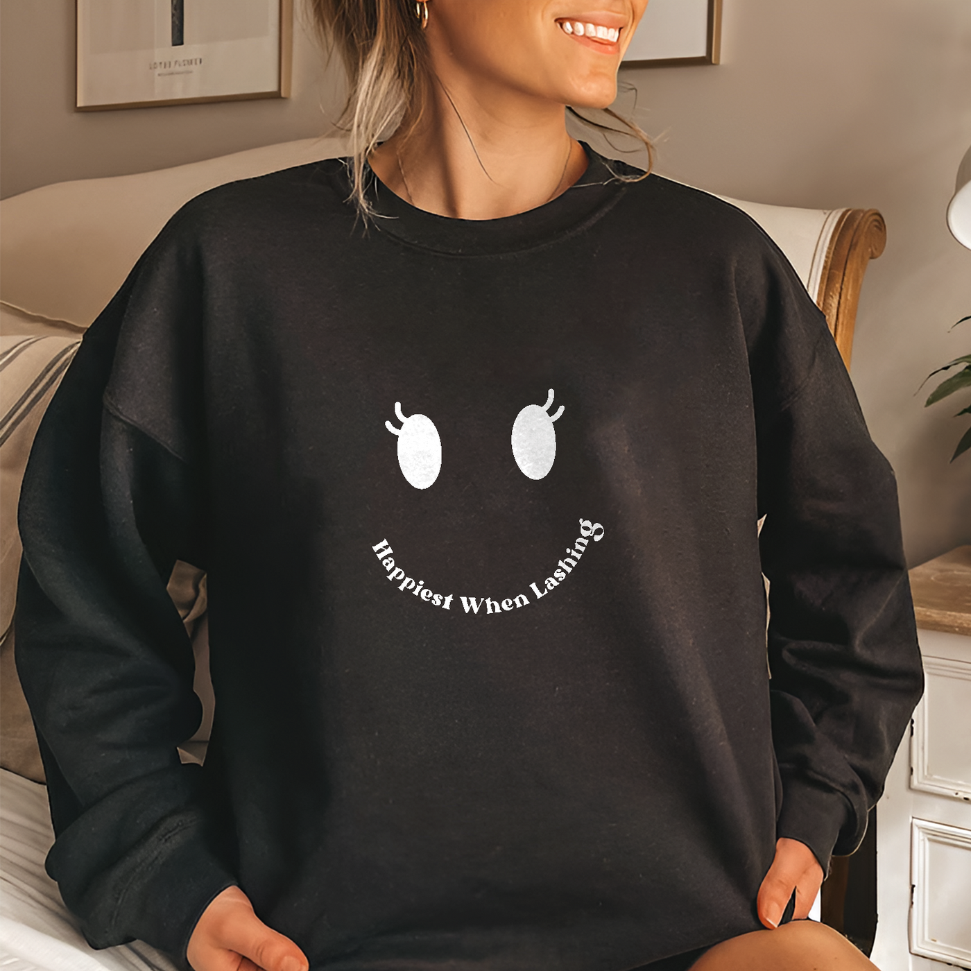 Lash Artist Sweatshirt, Happiest When Lashing Sweatshirt, Gift for Lash tech