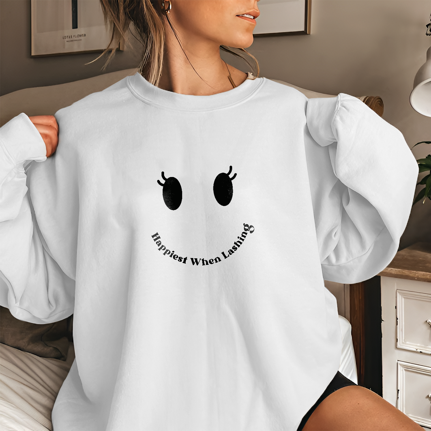 Lash Artist Sweatshirt, Happiest When Lashing Sweatshirt, Gift for Lash tech