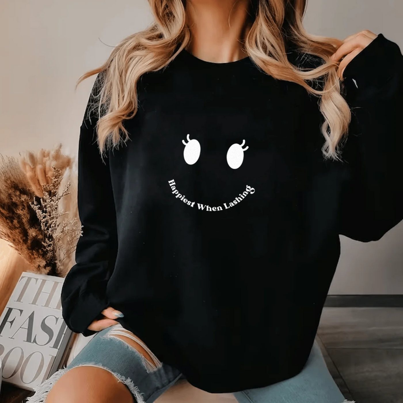 Lash Artist Sweatshirt, Happiest When Lashing Sweatshirt, Gift for Lash tech
