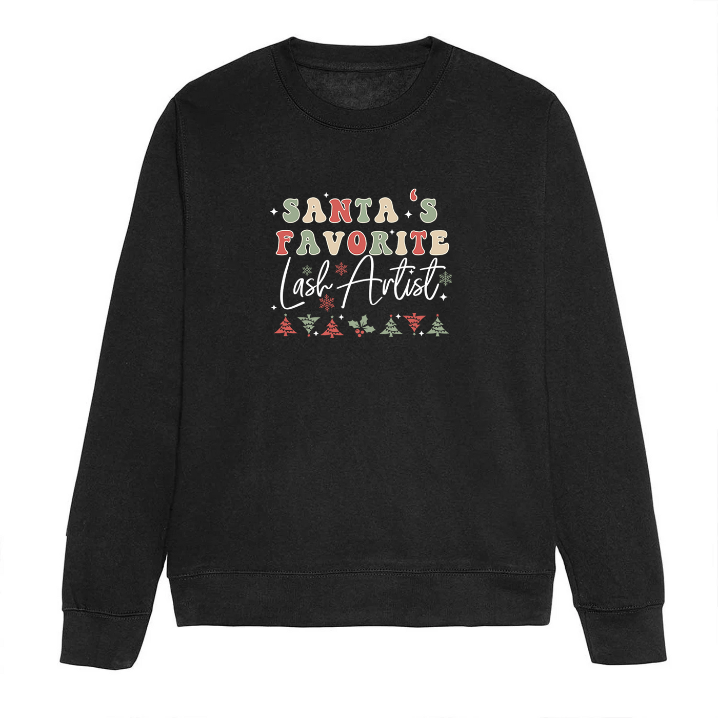 Lash Artist Sweatshirt, Santa’s Favorite Lash Artist, Gift for Lash tech
