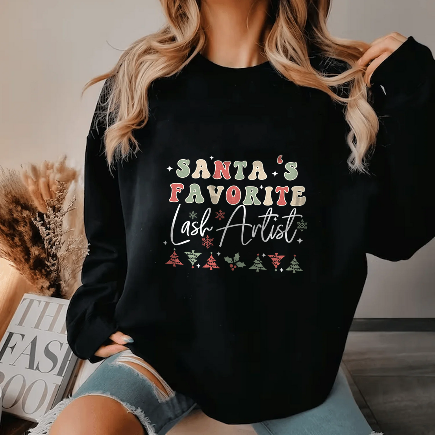 Lash Artist Sweatshirt, Santa’s Favorite Lash Artist, Gift for Lash tech