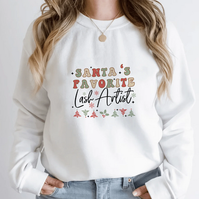 Lash Artist Sweatshirt, Santa’s Favorite Lash Artist, Gift for Lash tech