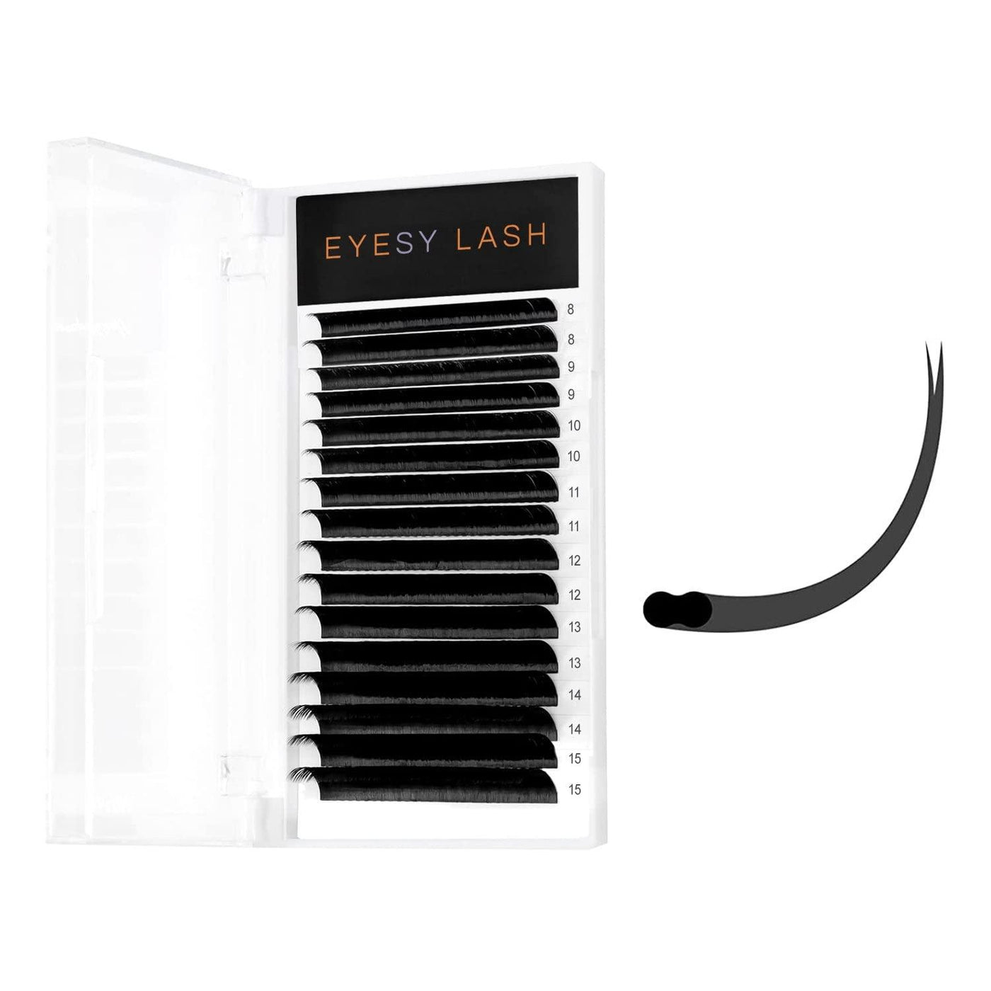 Flat Classic Lash Extensions Tray | 0.15 | Mixed Length (Ellipse Lash) - Eyesy Lash